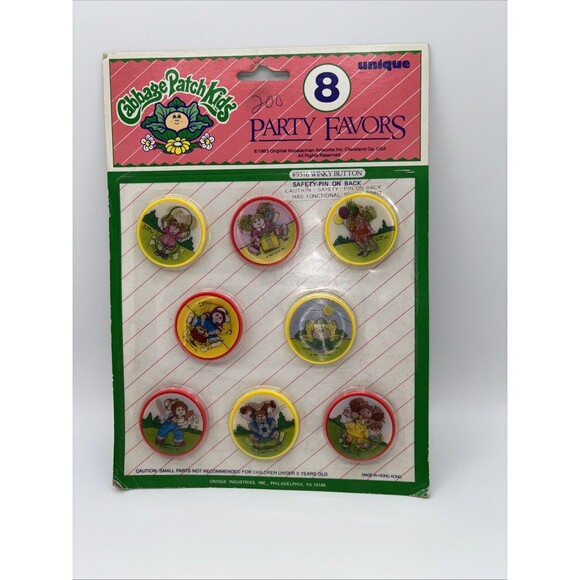 Vintage 1983 Cabbage Patch Kids Party Favors #9516 Winky Buttons-Sealed-New Flaw - Picture 1 of 4